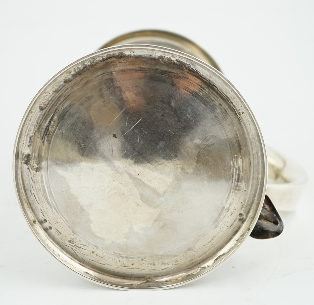 A George II silver tankard with domed cover, by Richard Bayley?